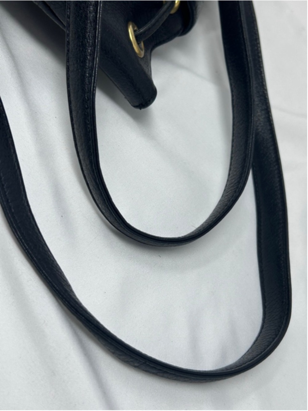 Vintage MCM Black Pebbled Leather Backpack Gold Hardware Drawstring - Picture 11 of 16
